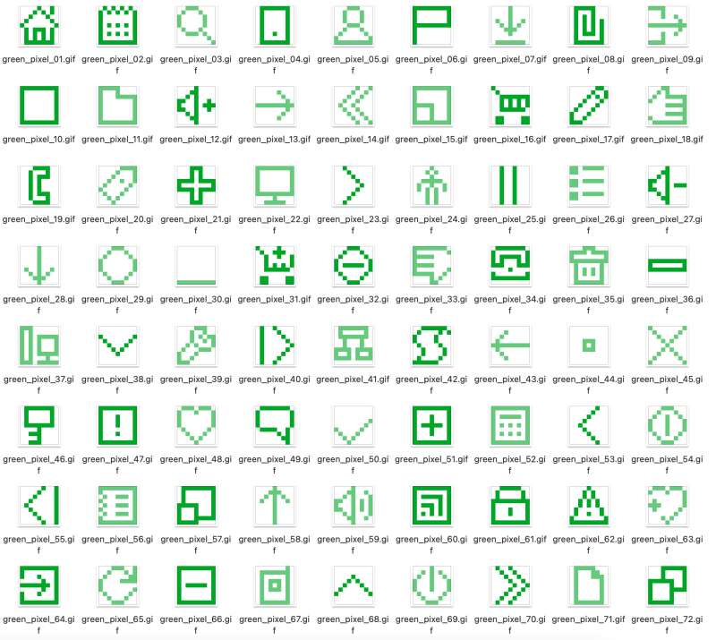 150个绿色点像素图标_单色的矢量像素图标素材