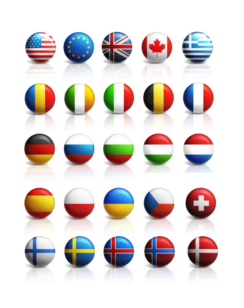 立体圆形的世界各国的国旗图标