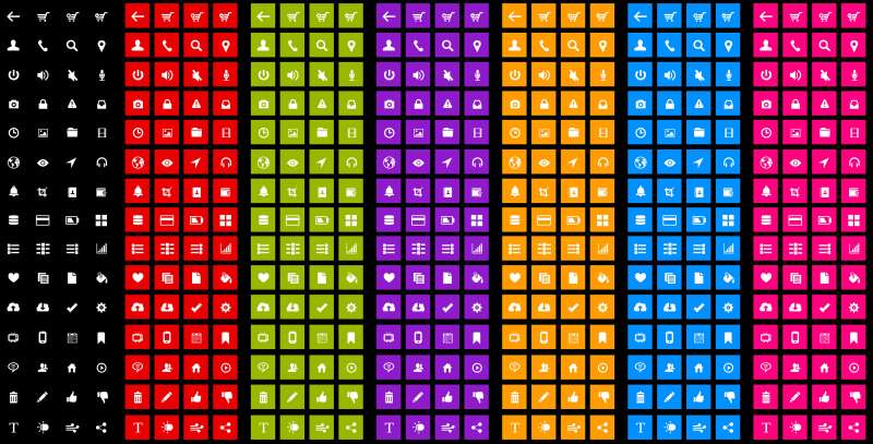 7组win8风格的扁平化图标_win8风格的单色正方形图标