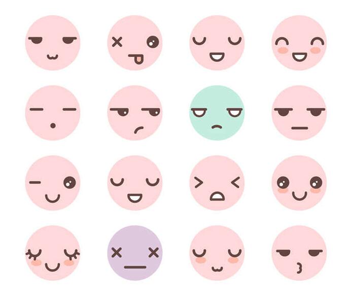 16款可爱圆脸表情包图标AI素材