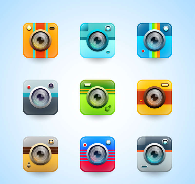 9款彩色app摄影机图标素材