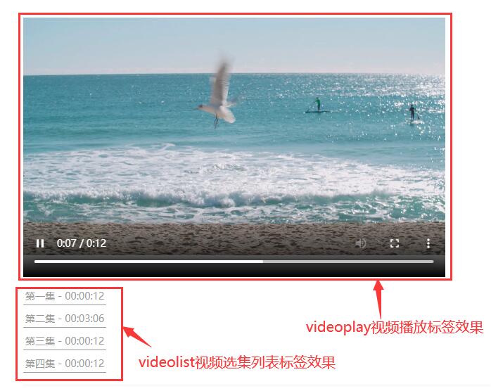 内容标签_videoplay该标签仅限于视频模型的文档，用于在线播放视频选集列表里的第一个视频。(图1)