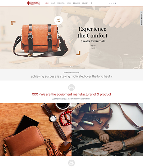 响应式皮革制品外贸企业网站模板